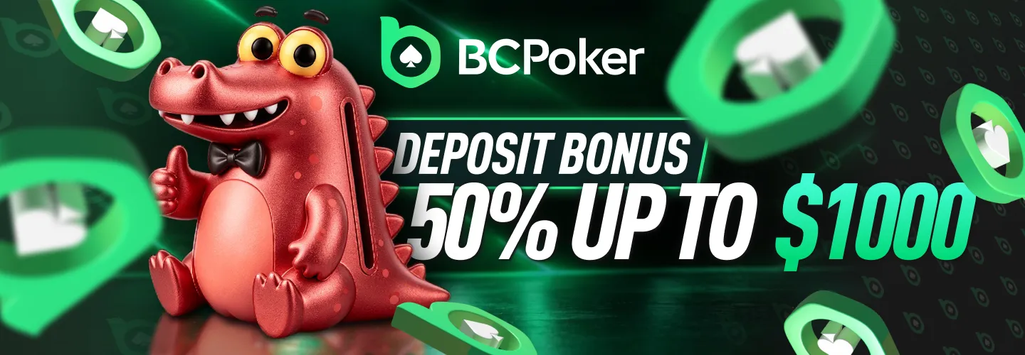BCPoker introduces a new 50% Welcome Deposit Bonus worth up to $1,000, replacing its previous first deposit offer.