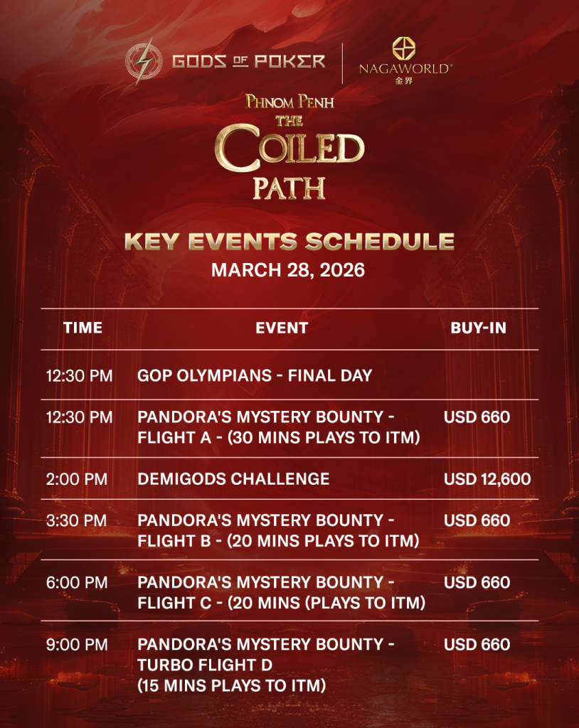 Gods of Poker (GOP) Phnom Penh 2026 Day 3 Schedule