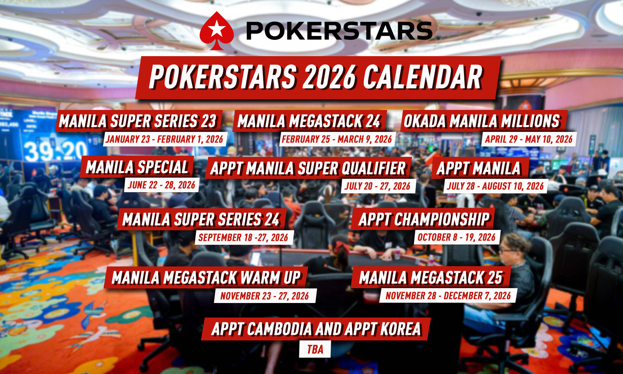 PokerStars LIVE Manila 2026 Schedule
