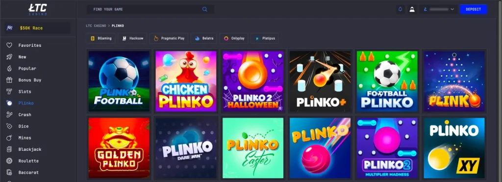 LTC Casino Plinko Games
