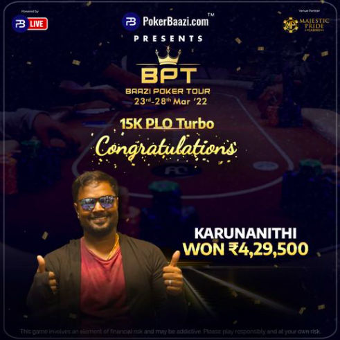 Karunanithi – Photo credit PokerBaazi