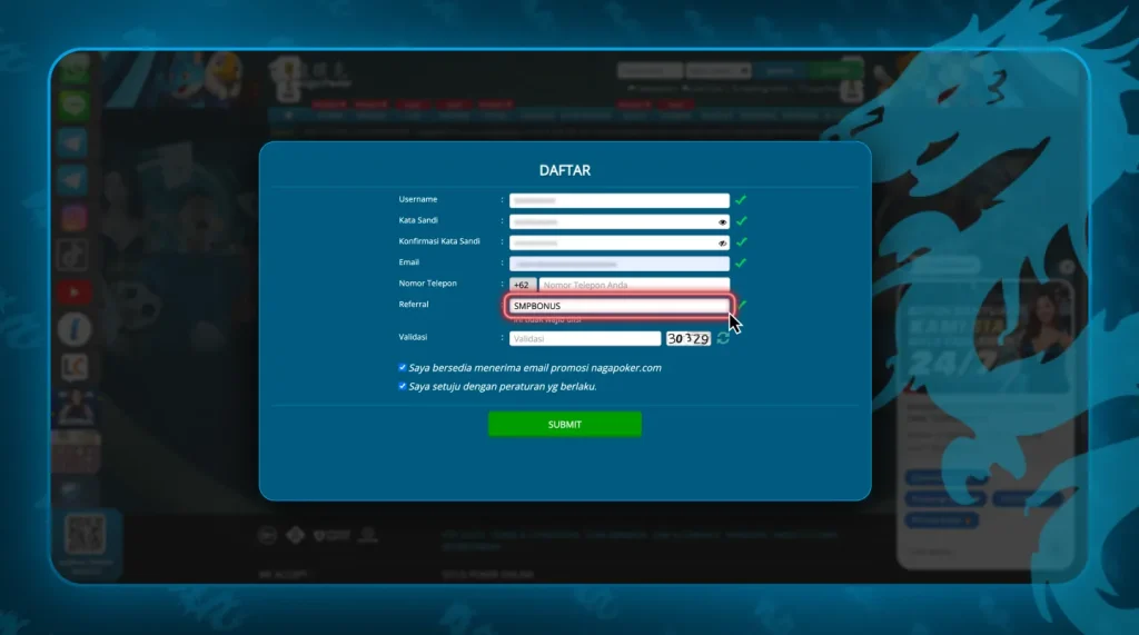 Enter code SMPBONUS When You Register at NagaPoker