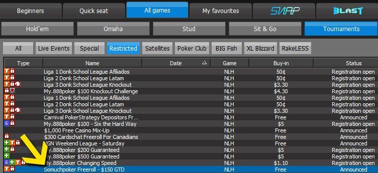 time table 888freeroll 2 1
