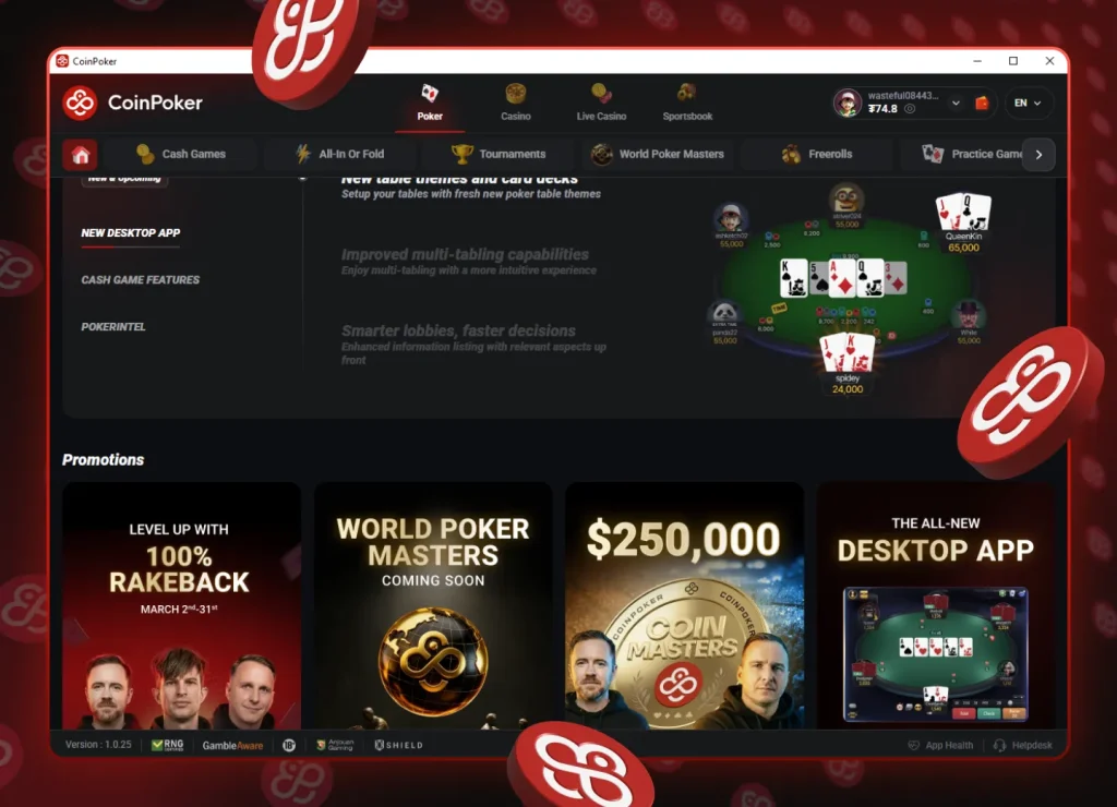 CoinPoker Lobby - Poker, Casino, and Sportsbook