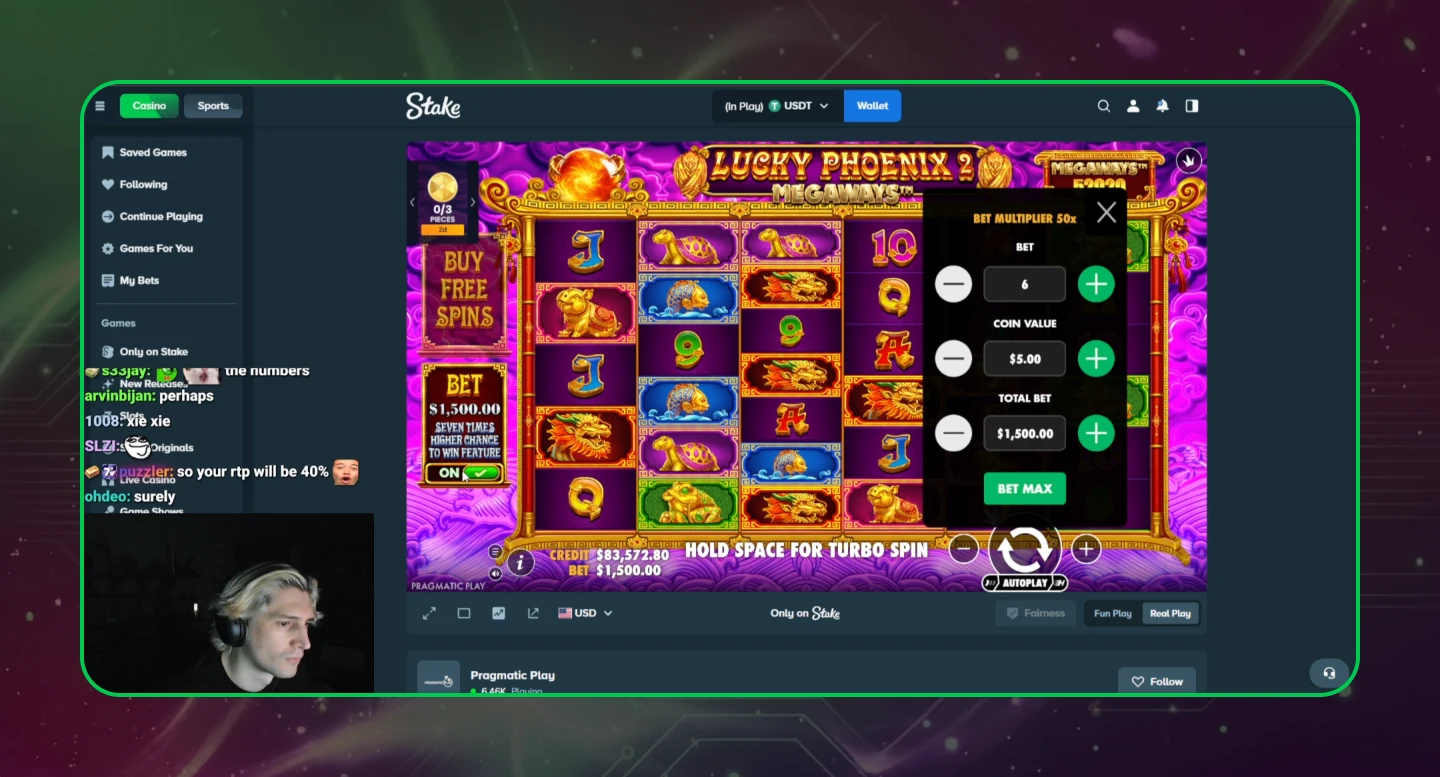 xQc High-Stakes Slots on Stake