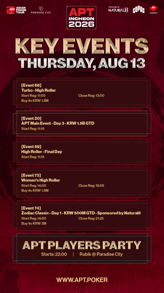 APT Incheon key events on August 13