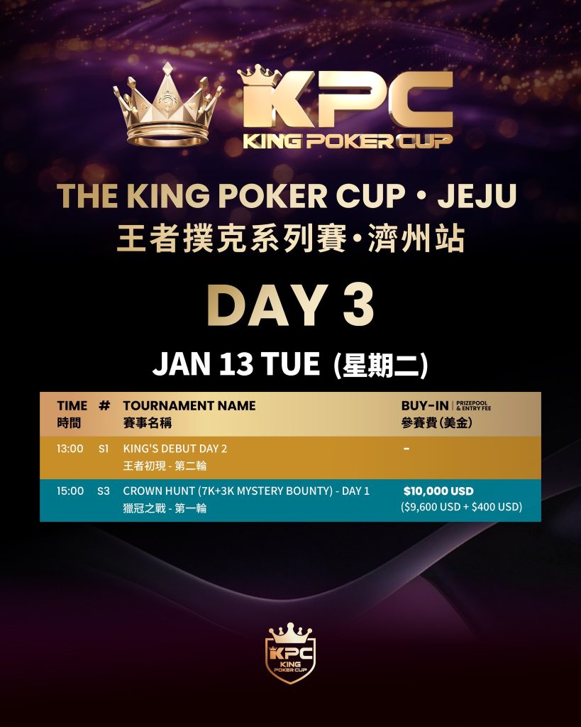 King Poker Cup Scheudle Jan 13
