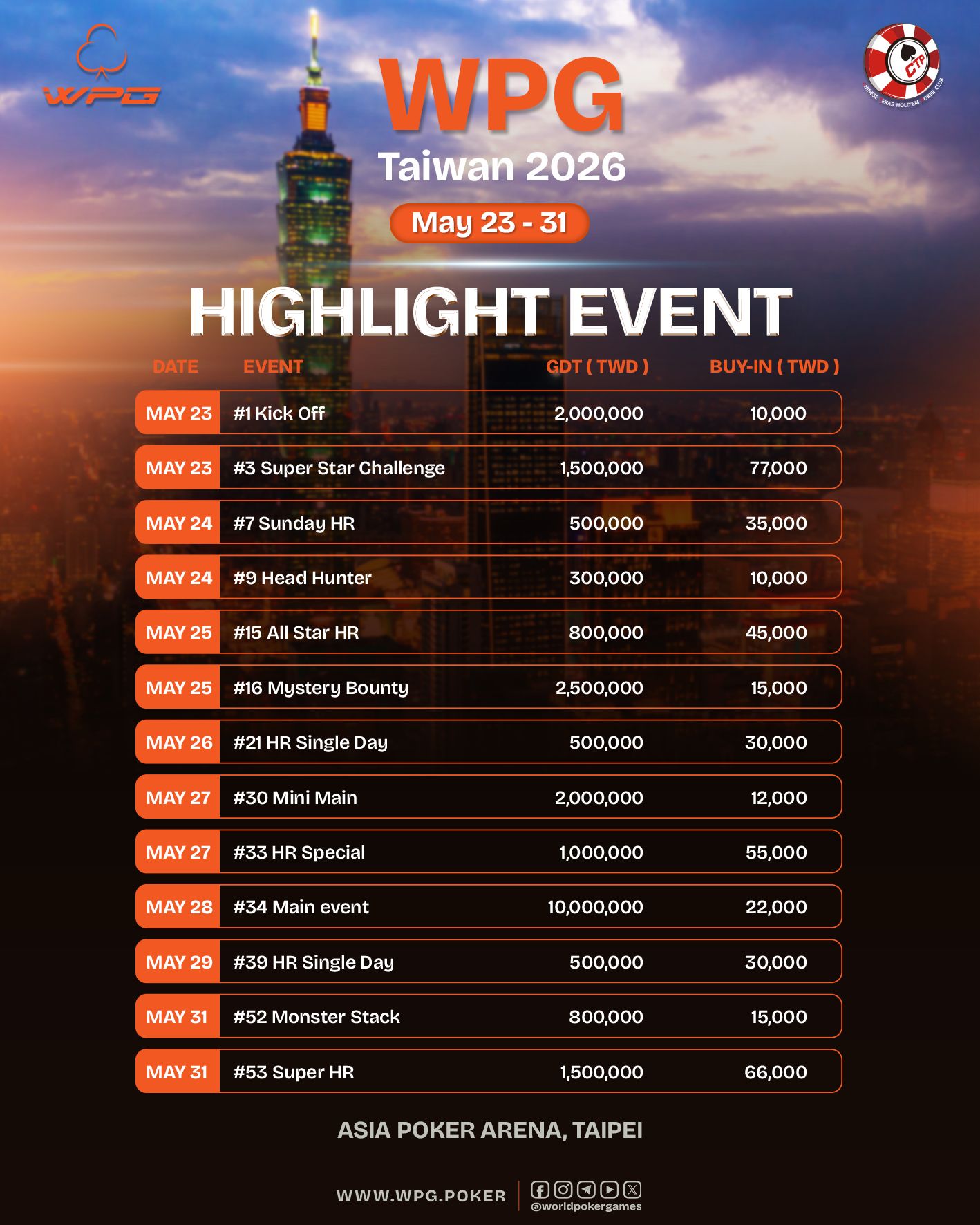WPG Taiwan - Highlight Events