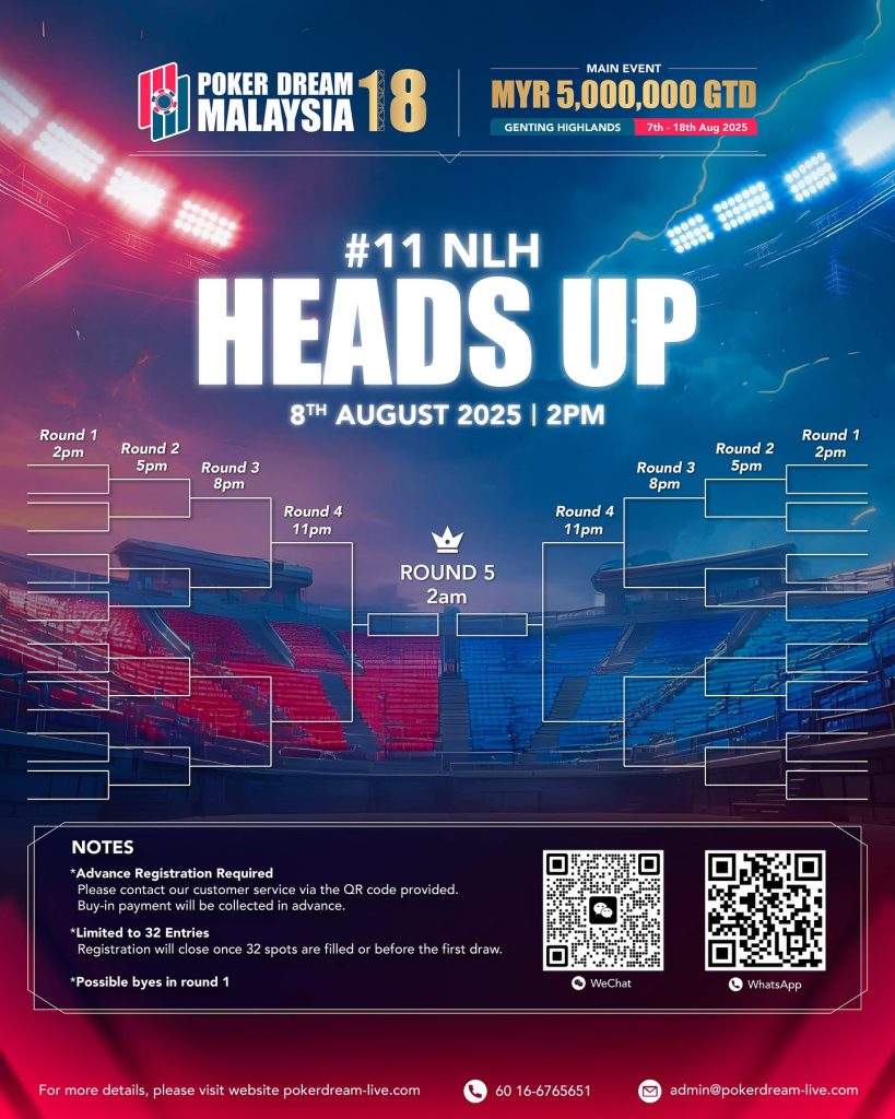 Heads Up at Poker Dream 18 Malaysia