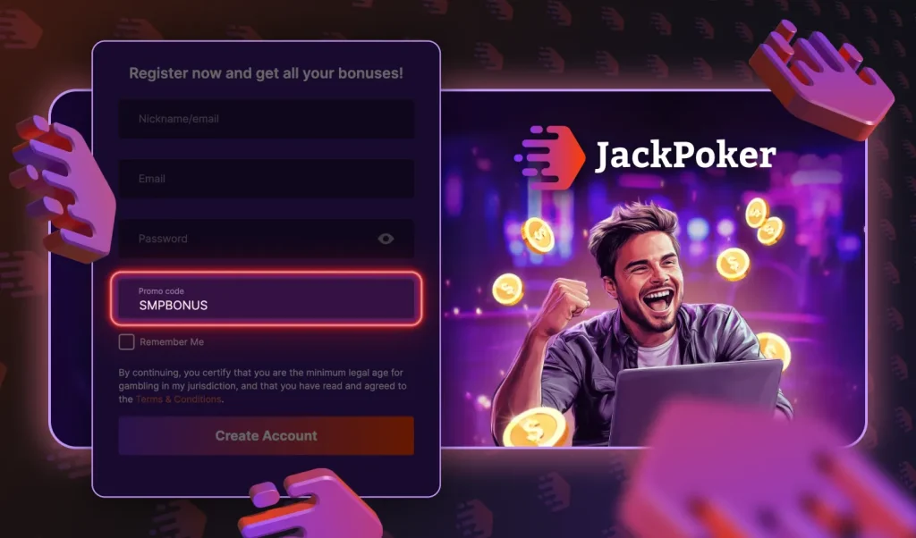 JackPoker Promo Code SMPBONUS - Sign Up