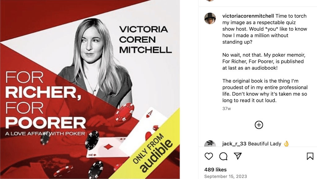 Victoria Coren Mitchell Instagram post
