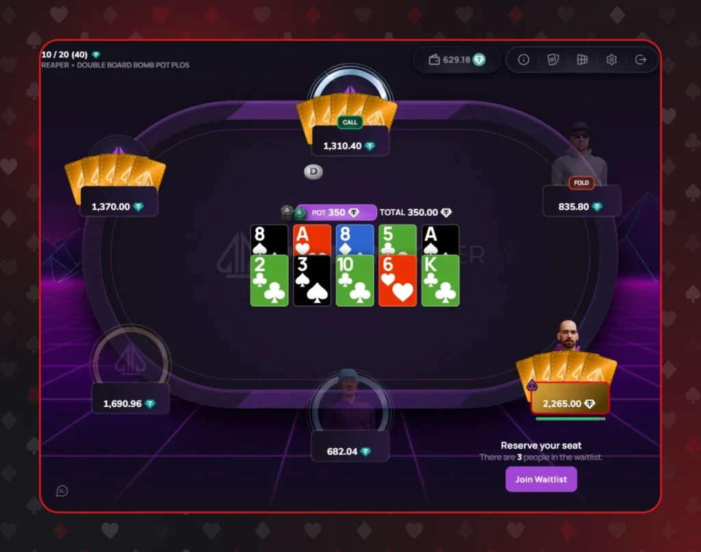 Double Board Bomb Pot PLO5 Poker Cash Game