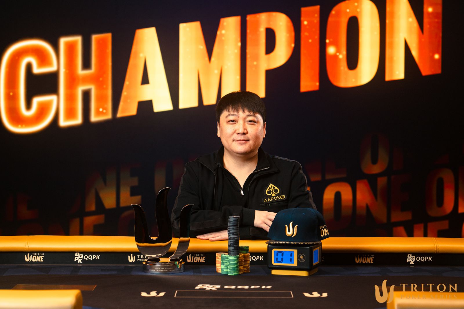 Wenjie Zhao won the previous Triton ONE Main Event in Jeju for $1.16 million. Photo: Triton Poker Series
