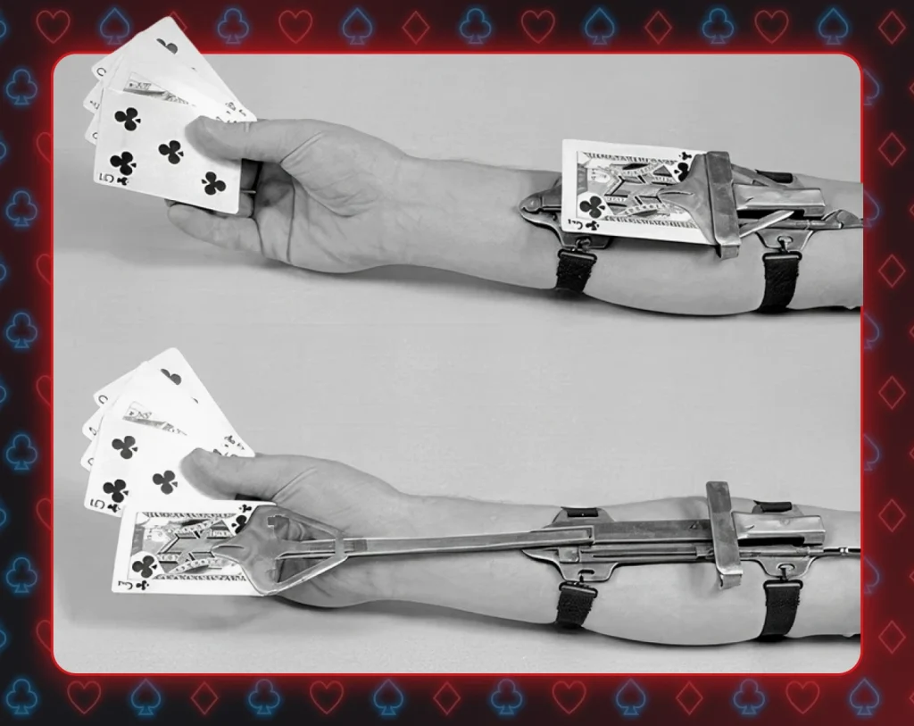 Kepplinger Holdout - invented by P.J. Kepplinger, this was a complex mechanical device hidden inside a player's shirt sleeve