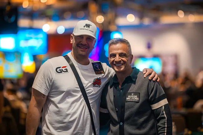 Michael Mizrachi + Joe Hachem - Photo Credit: PokerNews/Aussie Millions