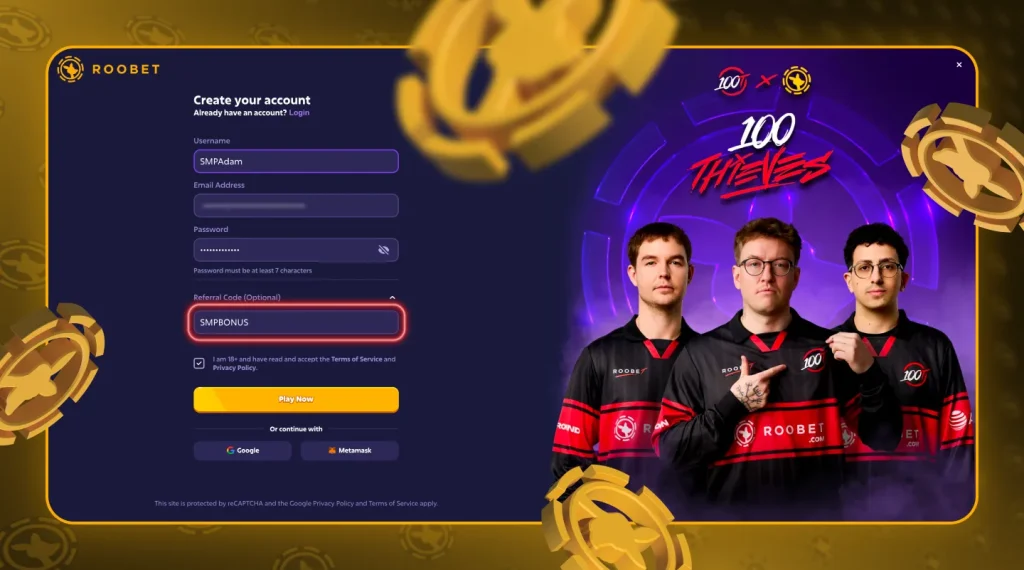 How to Enter the Roobet Promo Code SMPBONUS at Sign-Up