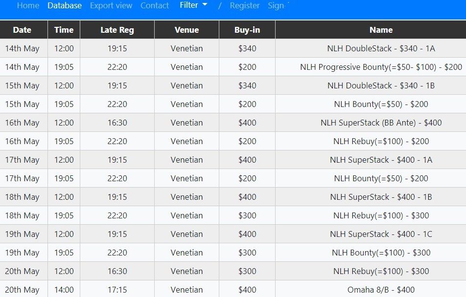 Las Vegas Schedule 1