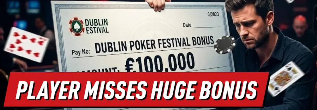 Dublin Poker Festival: Player Missing Huge 100k Tournament Bonus