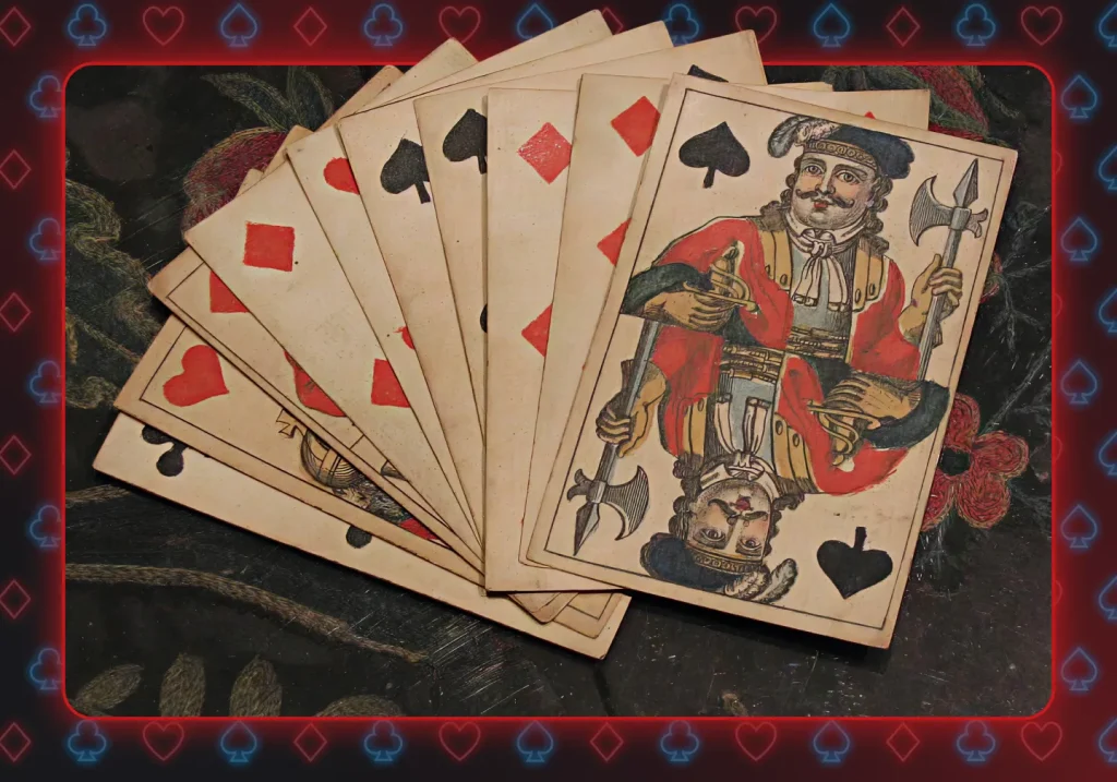 Non-index cards: the players had to fan their cards out and count the suit symbols by hand