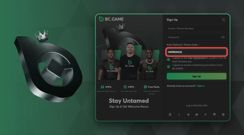 BC Game Bonus Code SMPBONUS - Sign Up