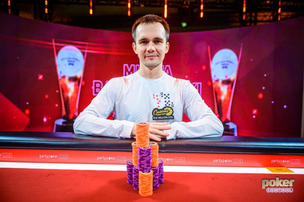 Mikita Badziakouski wins the £50K at the British Poker Open – Photo Credit: Poker Central