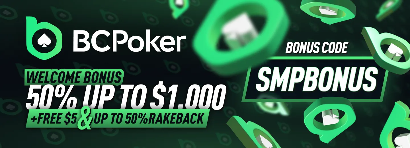 BCPoker Bonus Code SMPBONUS - 50% Welcome Bonus up to $1,000