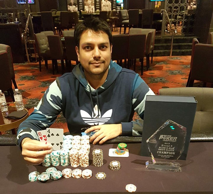Ashish Gupta wins the $1,100 6-Max – Photo by Crown Poker