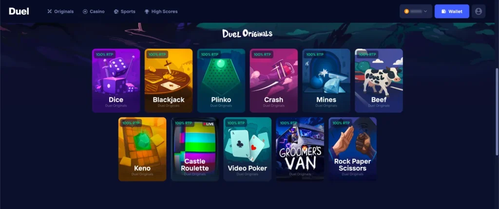 Duel Original Games - Provably Fair Casino Games