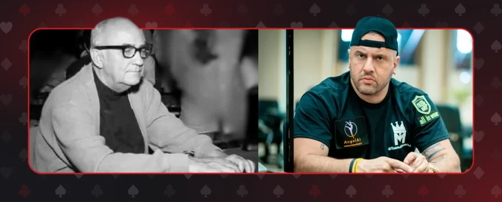 Johnny Moss, the very first & Michael Mizrachi, the most recent WSOP main event winners