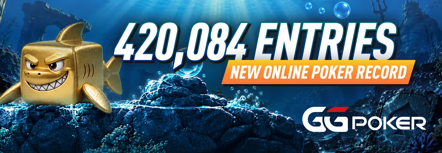 GGPoker's $5 Ocean KO Opener attracted 420,084 entries, setting a new record for the largest online poker tournament.