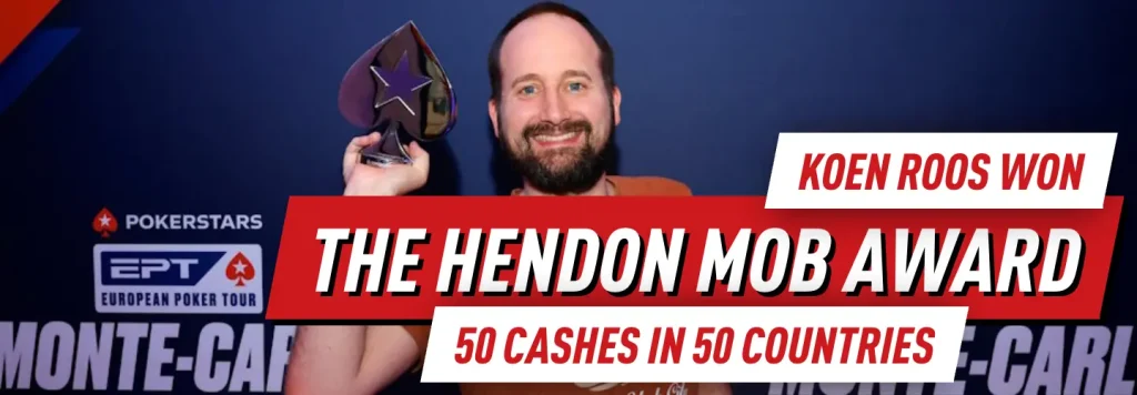 Koen Roos won The Hendon Mob Award - 50 cashes in 50 different countries in 5 different continents