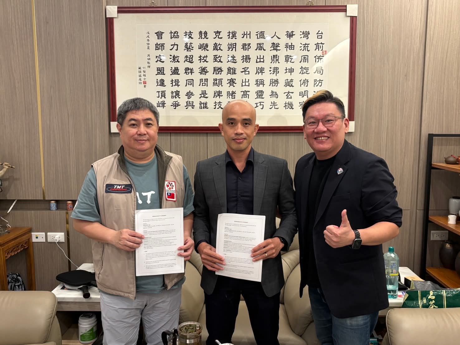 (L-R) David Tai (CTP Owner), Anh Nguyen (WPG Founder), and Raymond Wong (CTP's Director of International Marketing) sign a five-year partnership agreement ahead of WPG Taiwan 2026.