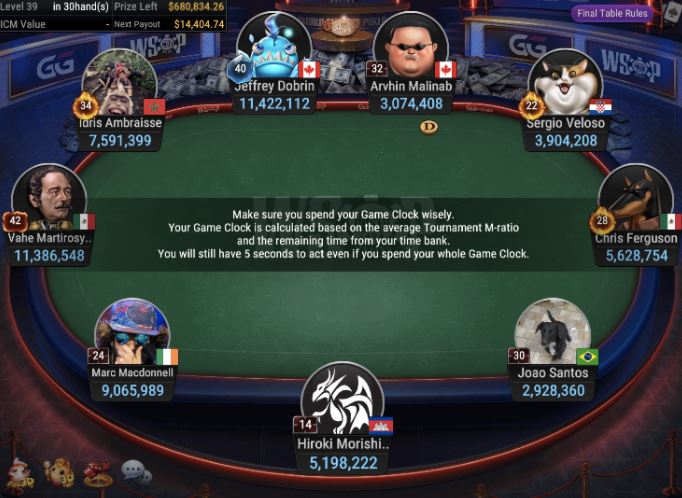 WSOP #80 – $600 NLH Six Handed [ Pros Vote ] final table