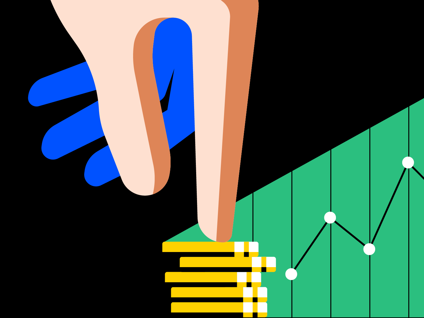 hand touching coins