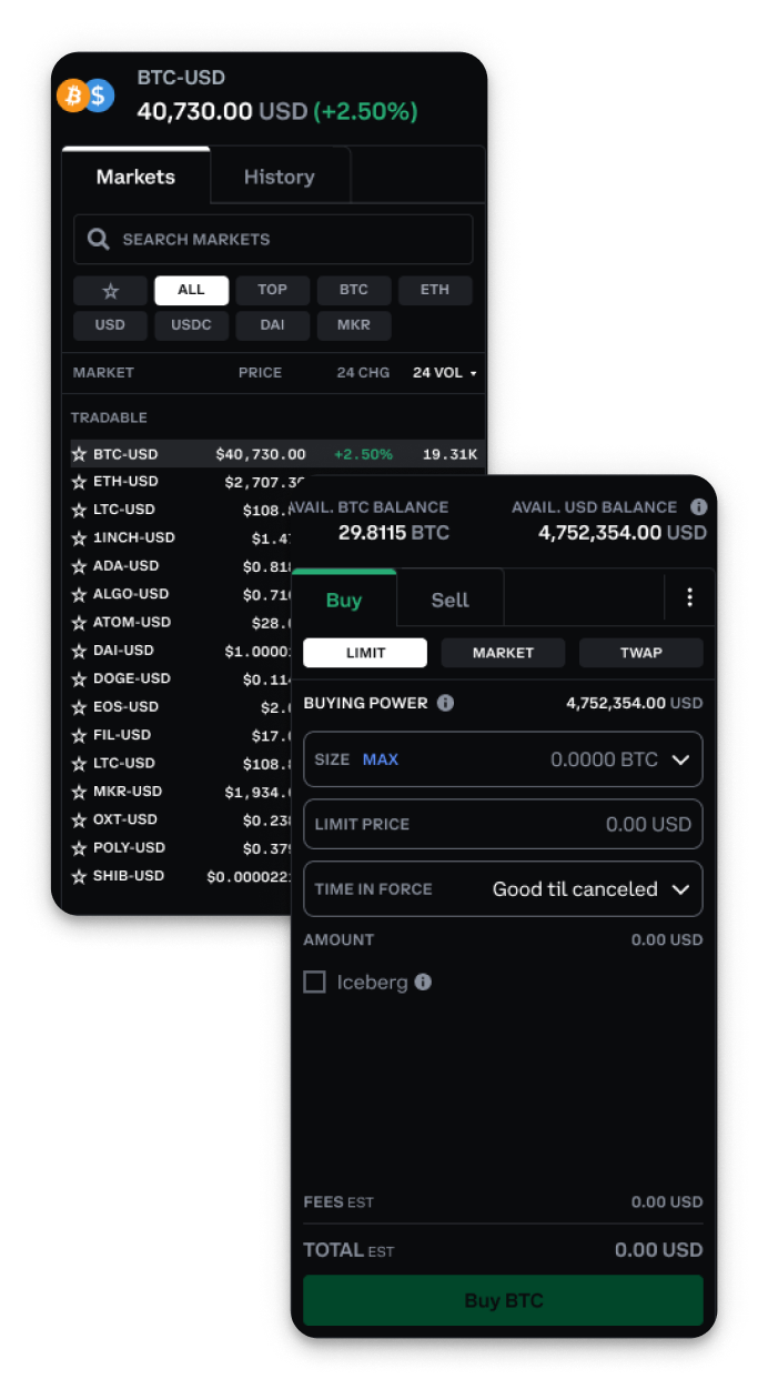 Ekran telefonu z Coinbase Institutional