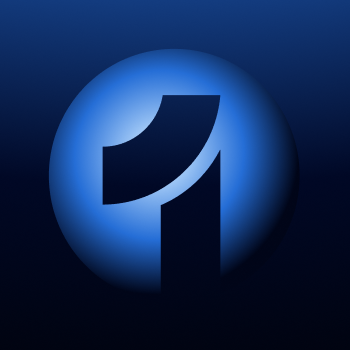 Stylized number "1" over a dark background