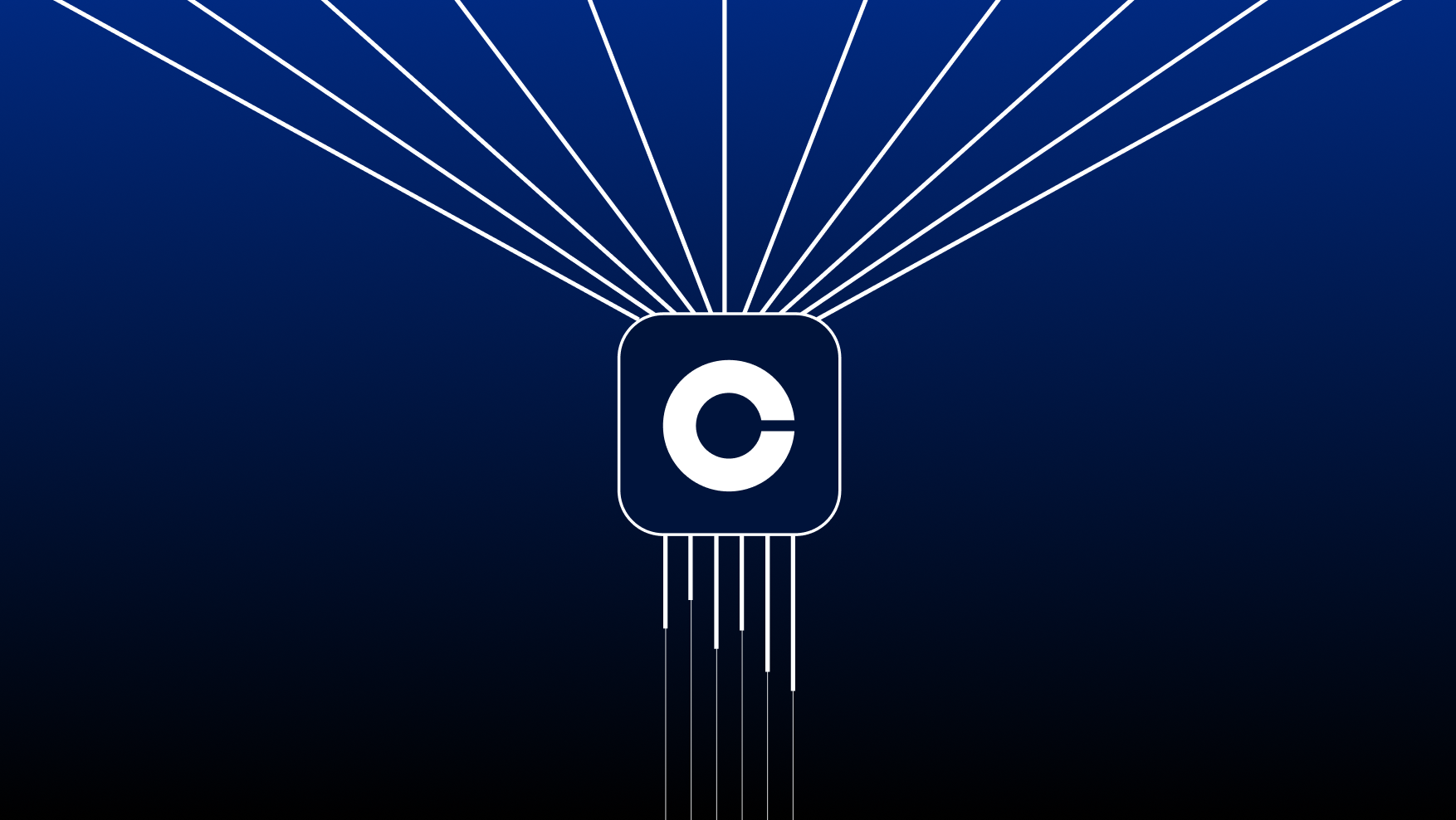 decorative image composed of coinbase logo with white lines surrounding it