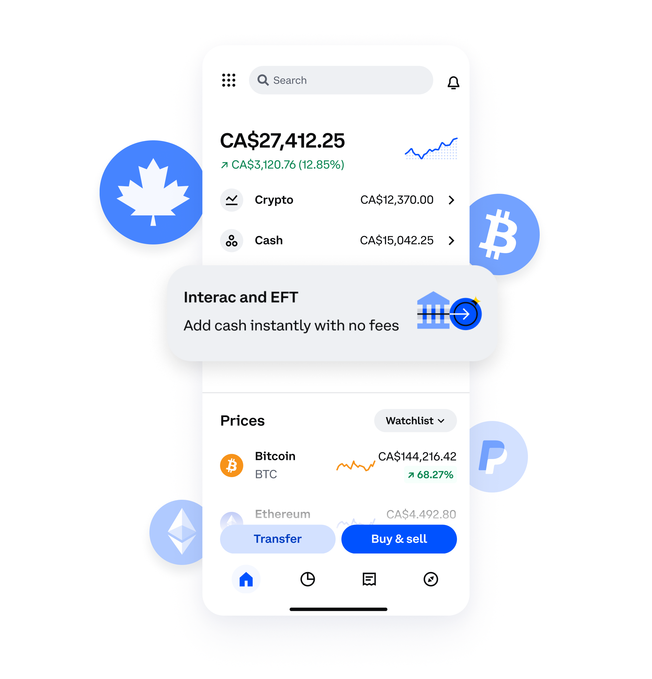 Coinbase logo spinning to canada leaf