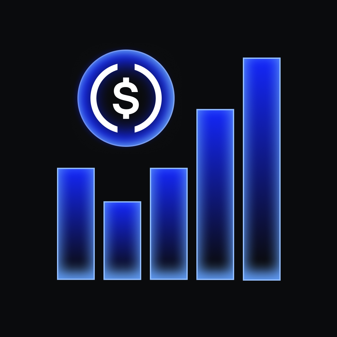 USDC symbol above bar chart
