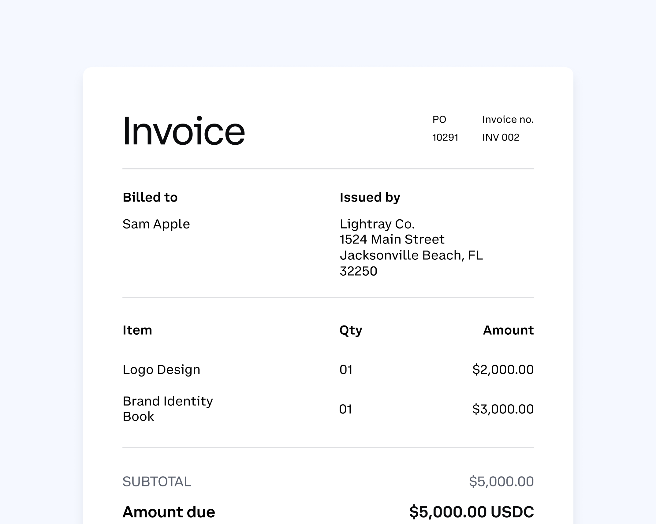 Invoice screen
