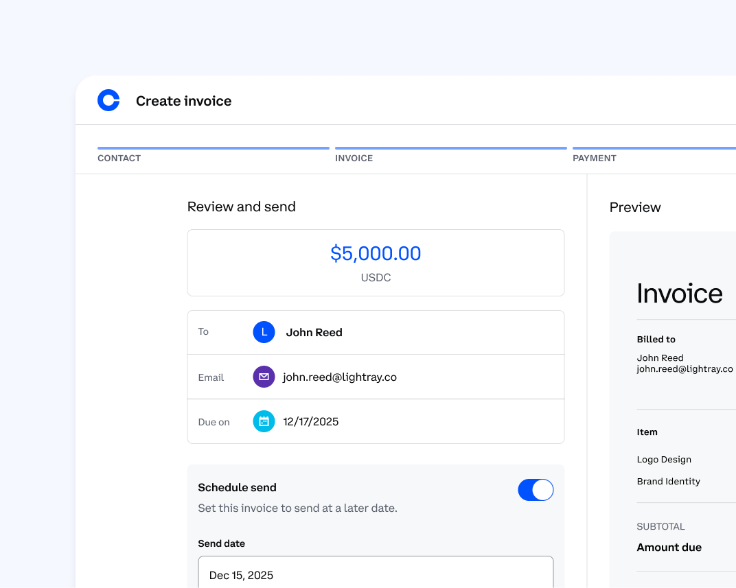 Screen showing user creating an invoice