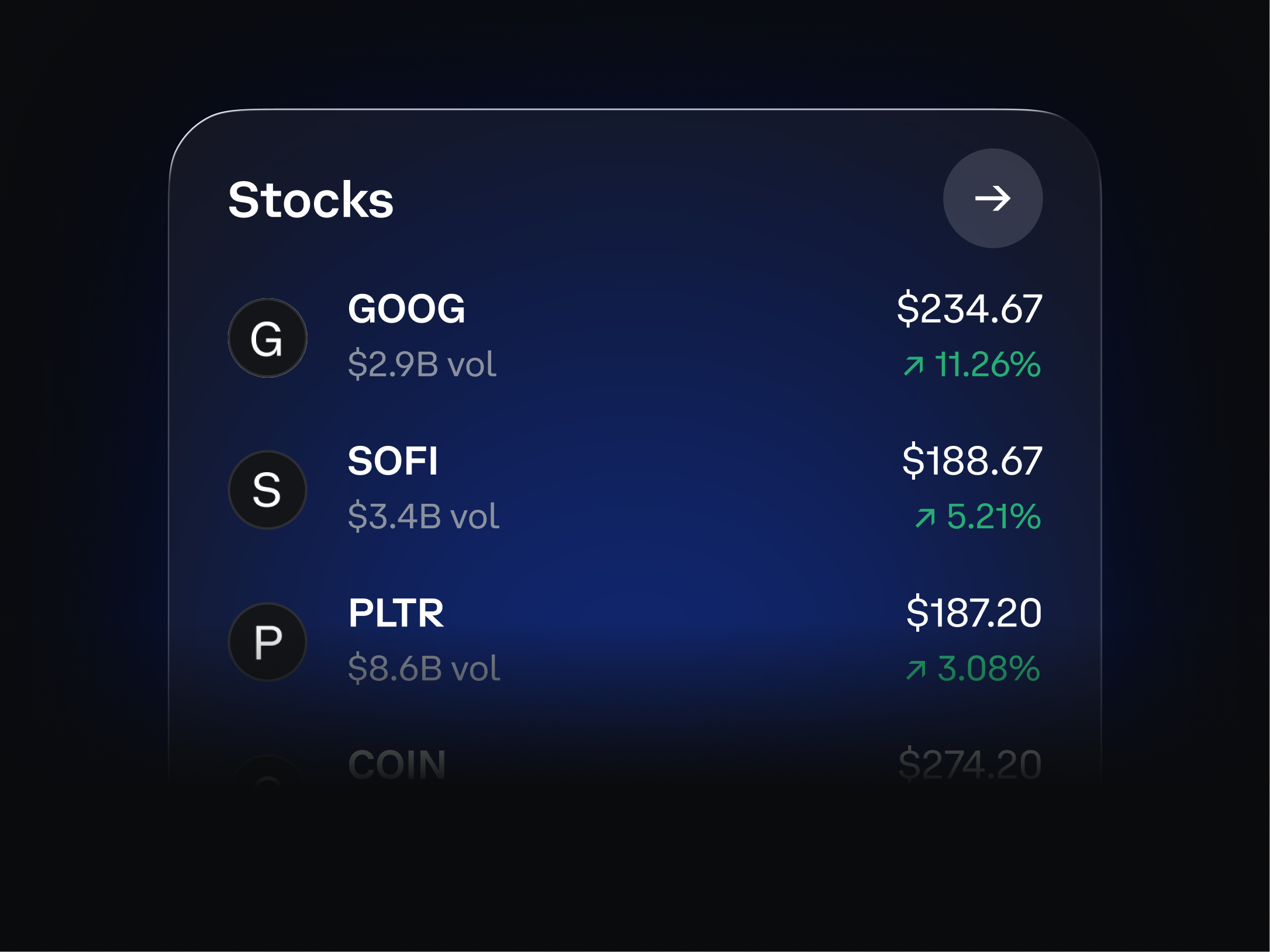 Stocks screen