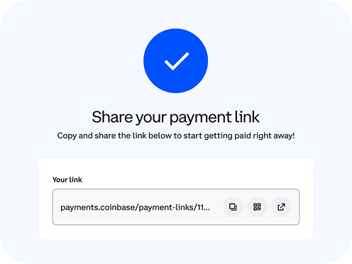 Payment Link screen with blue checkmark