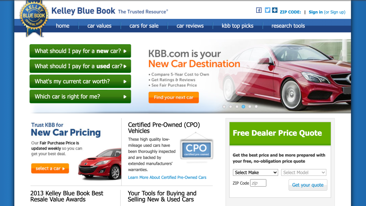 Screenshot of KBB.com project