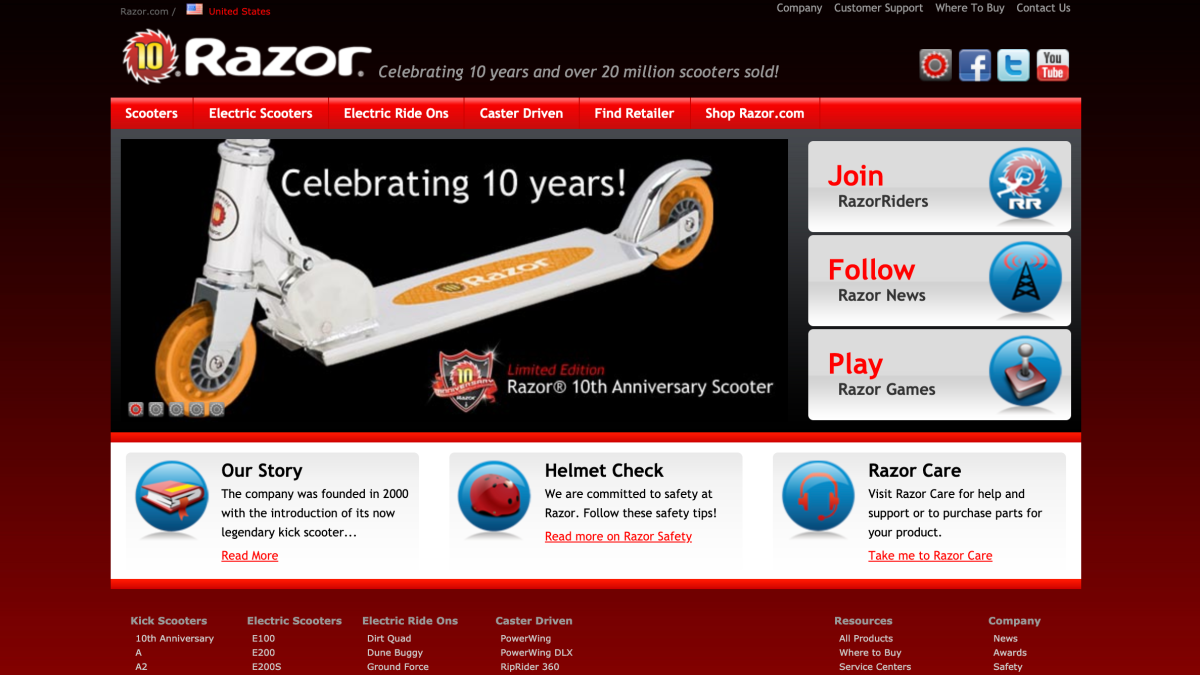 Screenshot of Razor.com project