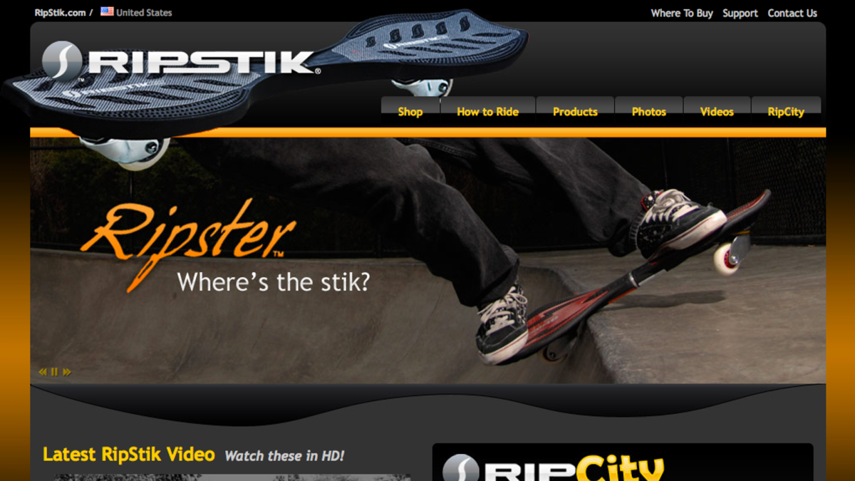 Screenshot of RipStik Caster Board Website project