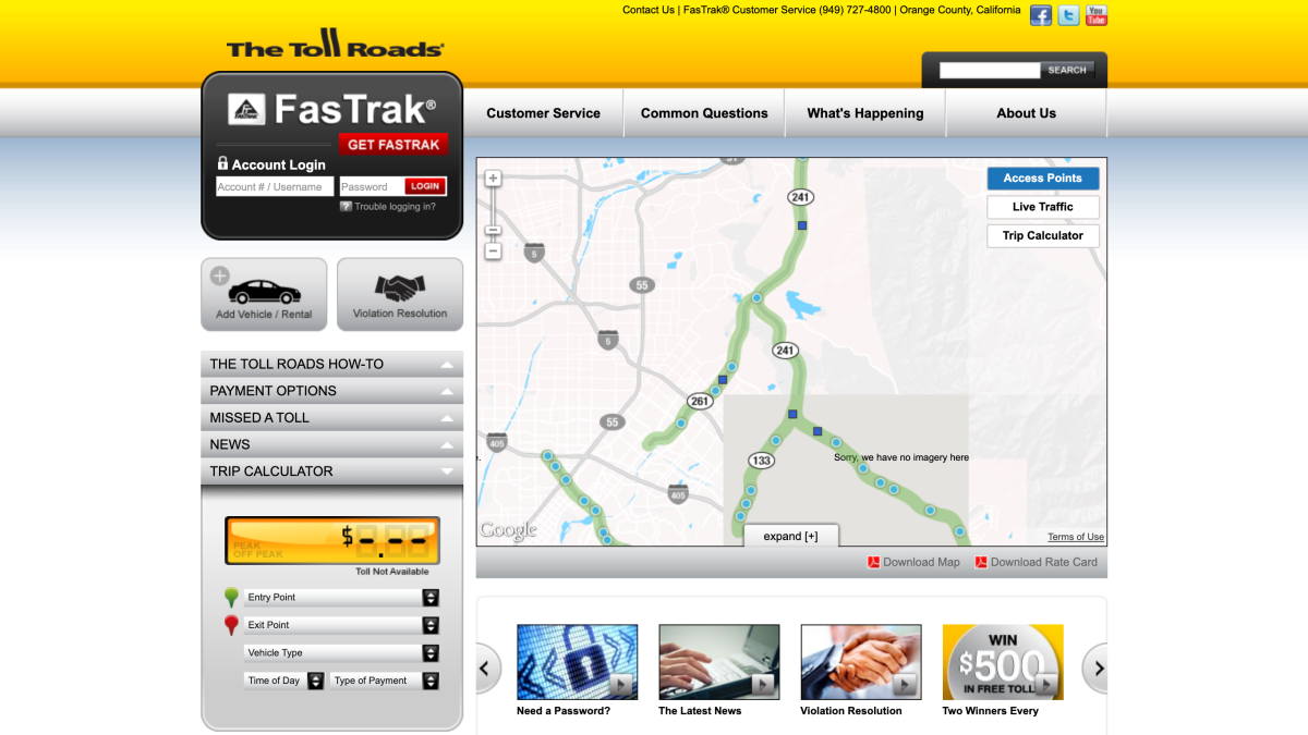 Screenshot of TheTollRoads.com project