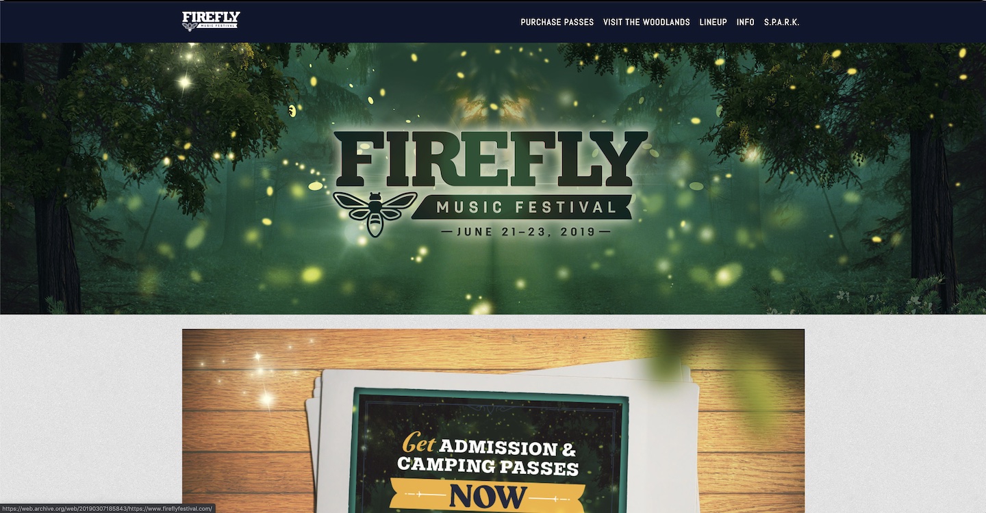 Screenshot of Firefly Festival project