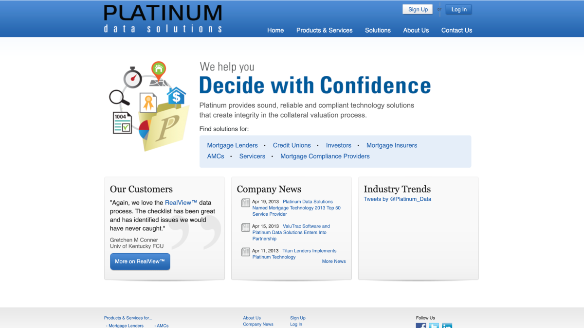 Screenshot of Platinum Data Solutions project