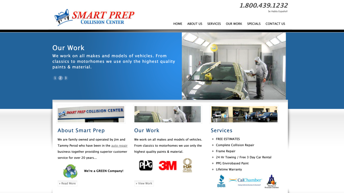 Screenshot of Smart Prep Collision Center project